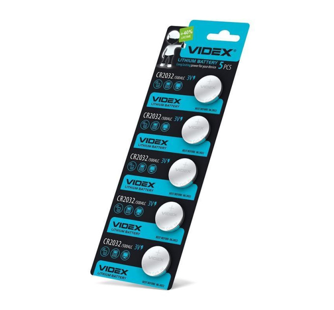 Батарейка літієва Videx CR2032 5шт BLISTER CARD CR2032 5pc - 291109 - ціна за 1 шт. 17.00 грн., замовлення кратно блістеру (2/4/5/10шт)