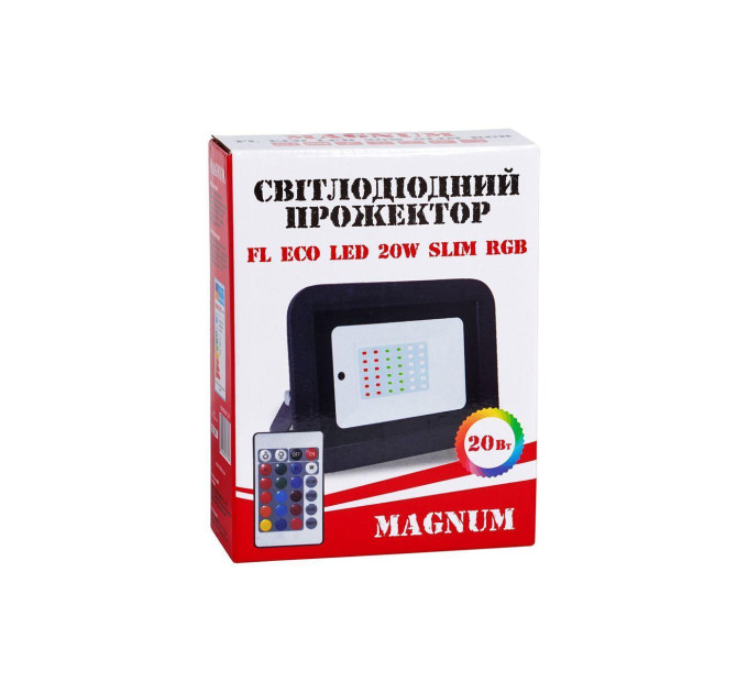 Прожектор світлодіодний MAGNUM FL ECO LED 20Вт slim RGB IP65