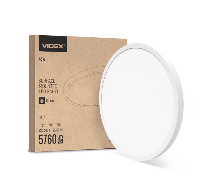 LED панель кругла VIDEX PBR600 48W 3000-4000-6000K 230V VL-PBR600-48CW - 489584
