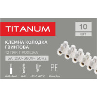 Клемна колодка гвинтова 3А 12шт 4мм2 PE (TF-KL3А-PE) TITANUM TF-KL3А-PE - 607571 Клемна колодка гвинтова 3А 12шт 4мм2 PE (TF-KL3А-PE) TITANUM TF-KL3А-PE - 607571