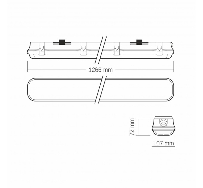 LED світильник IP65 лінійний під лампу 2хТ8 VIDEX 1,2М 220V VL-BNW-T8122G - 484831