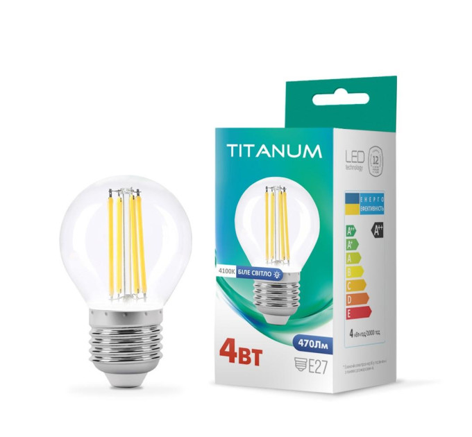LED лампа TITANUM Filament G45 4W E27 4100K TLFG4504274 - 298689