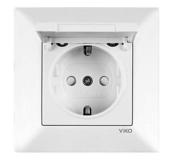 Розетка VI-KO Meridian біла 1-на з заземленням з кришкою (90970012-WH)