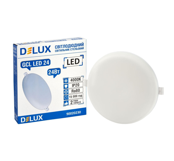 Світ-к світлодіод. DELUX GCL LED 24 4000К 24Вт 230В ROUND