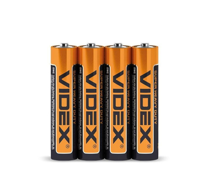 Батарейка сольова Videx R03P/AAA 4шт SHRINK R03P/AAA 4pcs S - 290423 - ціна за 1 шт. 10.00 грн., замовлення кратно блістеру (2/4/5/10шт)