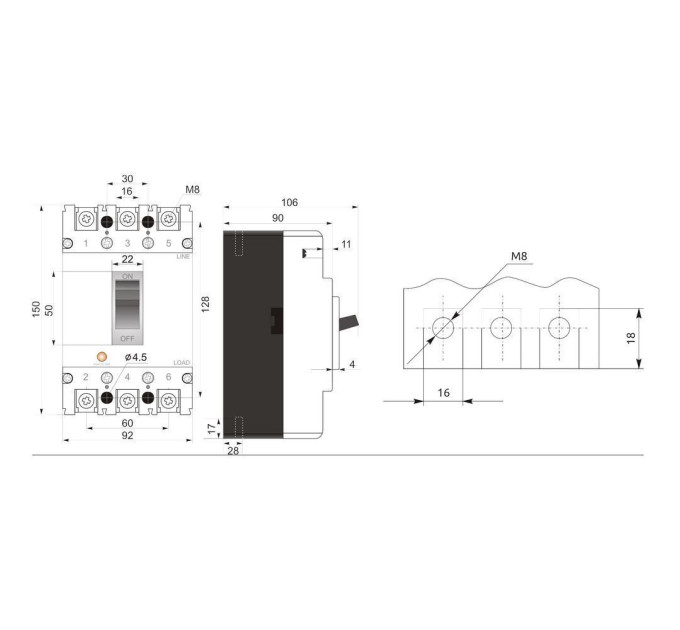 Автоматичний вимикач Промфактор FMC2/3U 100А 3-5In ( FMC23U0100/5 )