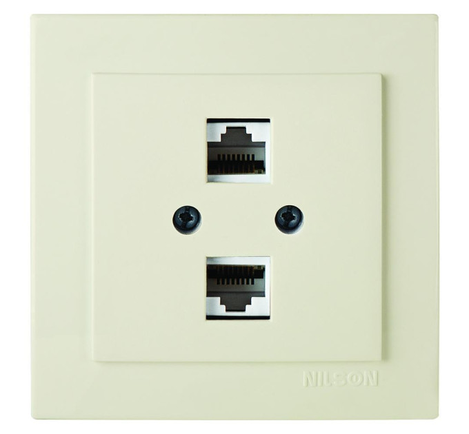 Розетка Nilson Touran кремова комп'ютерна 2-на CAT5e RJ45 ( 24121046 )