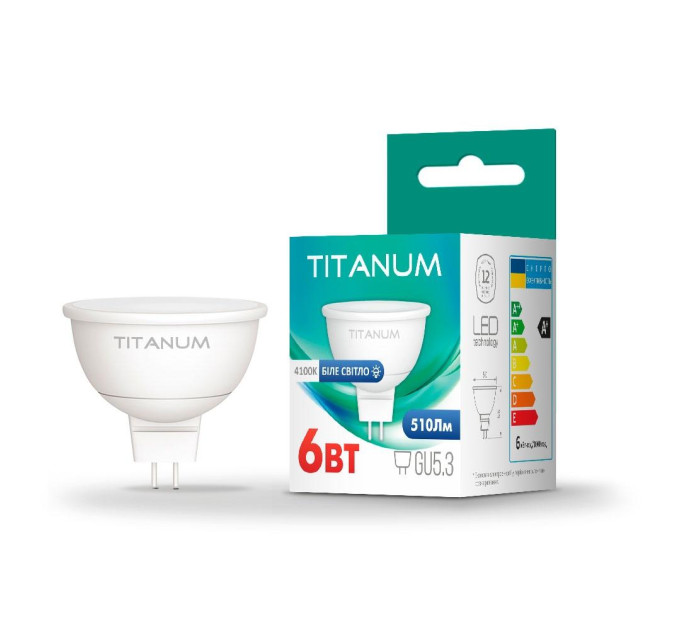 LED лампа TITANUM MR16 6W GU5.3 4100K TLMR1606534 - 297552