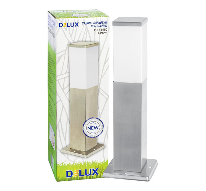 світ.сад-парк. DELUX POLE 0450 E27 КВАДРАТ нерж.сталь