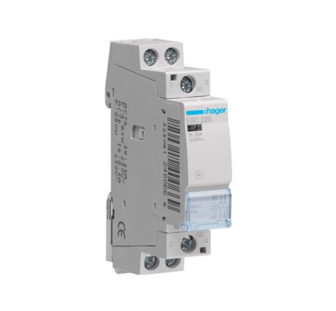 Контактор модульний Hager 25A 2NO 230B AC (ESC225)
