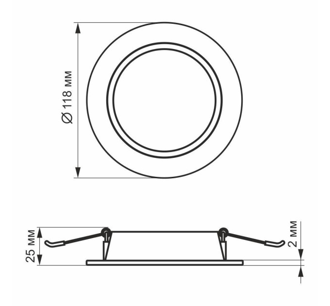 LED світильник Back вбудований круглий VIDEX 6W 5000K VL-DLBR-065 - 480505