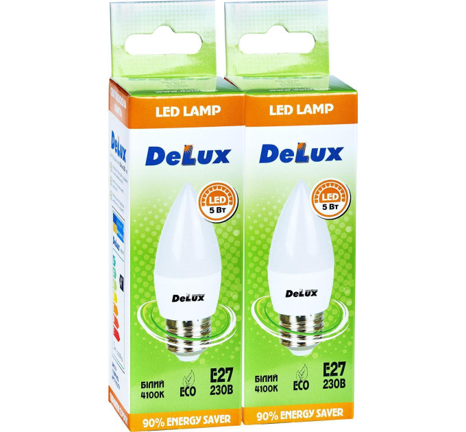 Лампа світлодіодна DELUX BL37B 5 Вт 4100K 220В E27 (промо) 2 шт.