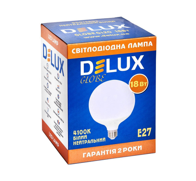 Лампа світлодіодна DELUX Globe G120 18w 4100K Е27