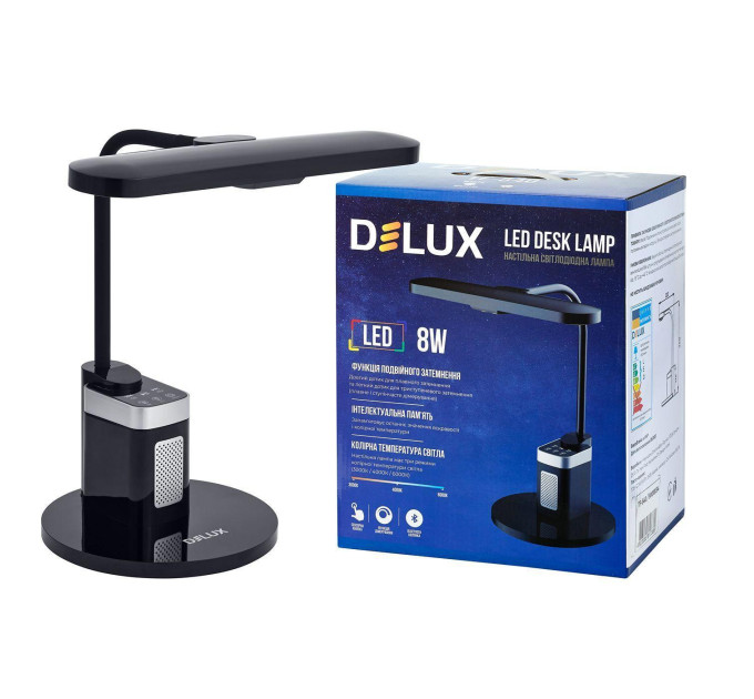 Світильник світлодіодний настільний DELUX TF-540 8 Вт LED 3000K-4000K-6000K Bluetooth колонка чорний
