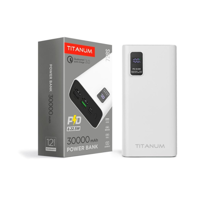 Повербанк TITANUM 728S 30000mAh 22.5W White TPB-728S-W - 483506