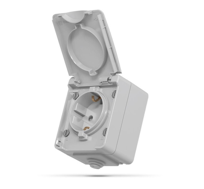IP65 Розетка зовнішня одинарна із заземленням сіра VIDEX BINERA VF-BNW21G-G - 298276