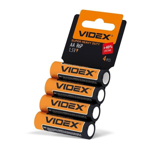 Батарейка сольова Videx R6P/AA 4шт SHRINK CARD R6P/AA 4pcs SC - 292793 - ціна за 1 шт. 11.00 грн., замовлення кратно блістеру (2/4/5/10шт)