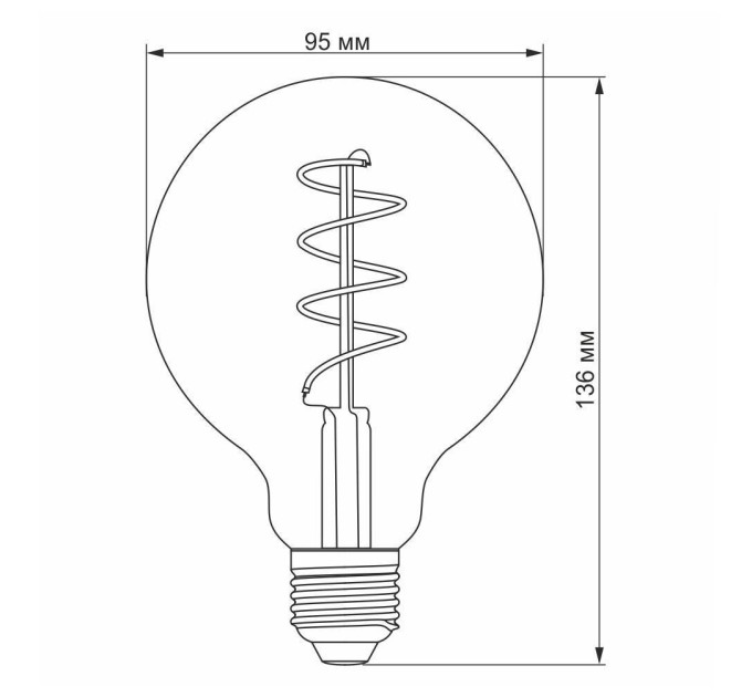 LED лампа VIDEX Filament G95FASD 5W E27 2200K дімерна бронза VL-G95FASD-05272 - 297767