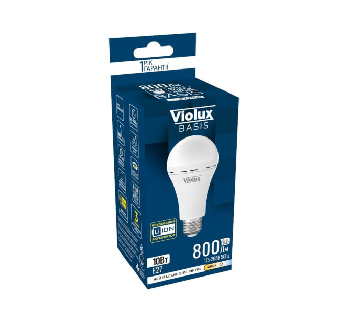 Лампа акумуляторна LED BASIS A70 10W E27 4000K Violux​ ( 827100 )