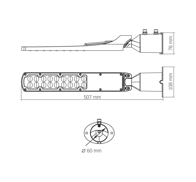 LED ліхтар вуличний VIDEX IP65 SLE18 50W 5000Lm 5000K 220V VL-SLE18-0505 - 486019