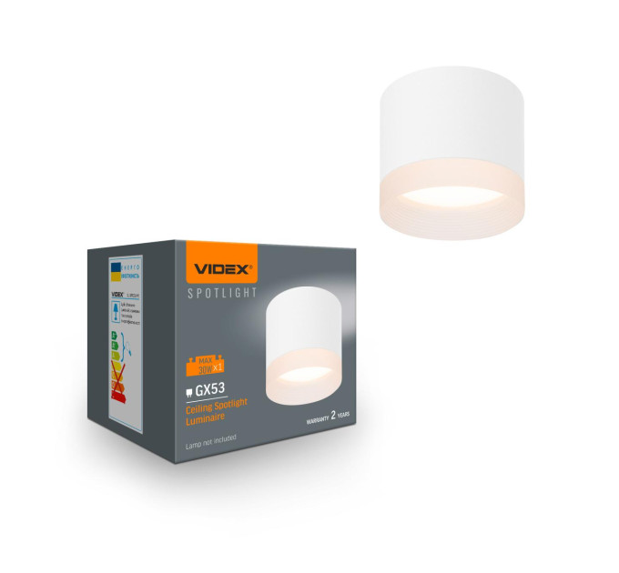 Світильник VIDEX під лампу GX53 накладний Білий (VL-SPF25A-W) VL-SPF25A-W - 485876