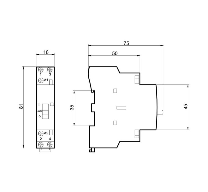 Контактор модульний MCF3i 25-20 2P з ручним керуванням Промфактор ( MCF3i2520230 )
