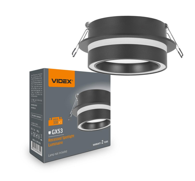 Світильник VIDEX під лампу GX53 врізний Чорний (VL-SPF34R-B) VL-SPF34R-B - 488341