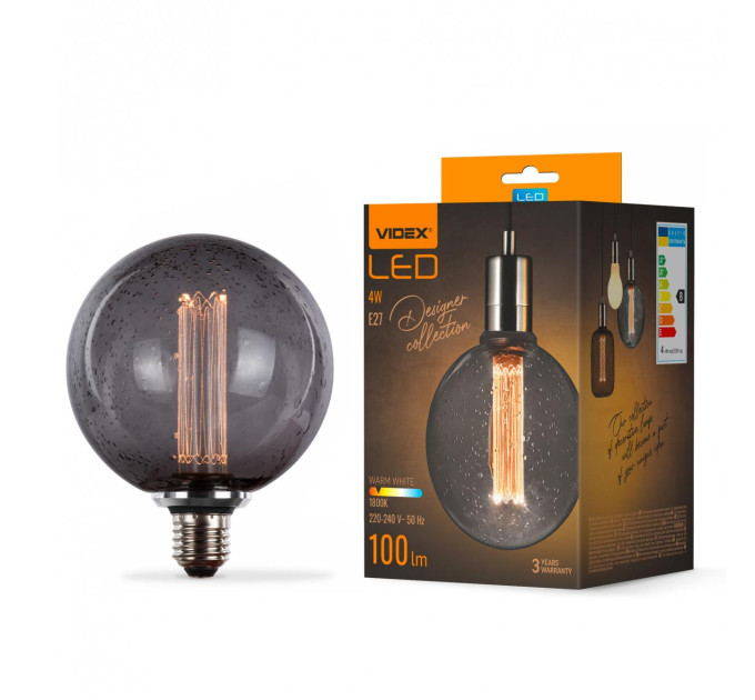 LED лампа VIDEX Filament VL-DI-G125FC1979S 4W E27 1800K Smoke VL-DI-G125FC1979S - 484398