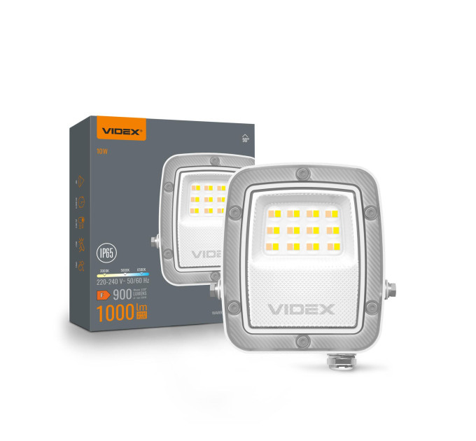 LED прожектор VIDEX F5 10W 3000-5000-6500K 230V White (VL-F5-010CW) VL-F5-010CW - 400462