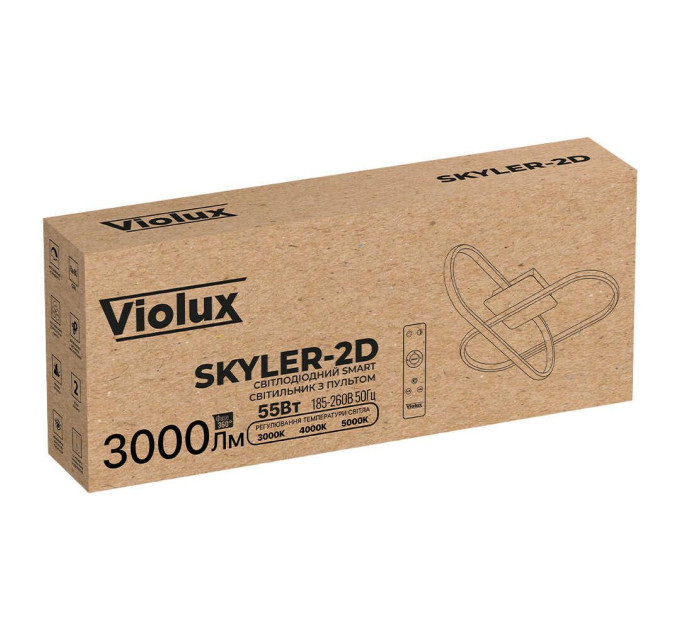Світильник LED smart SKYLER-2D +пульт 55W 3000-5000K IP20 чорний Violux ( 220895 )