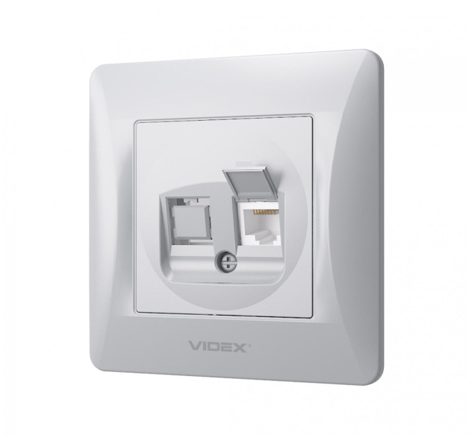 Розетка CAT6 одинарна комп'ютерна срібний шовк VIDEX BINERA VF-BNSK1PC6-SS - 296968