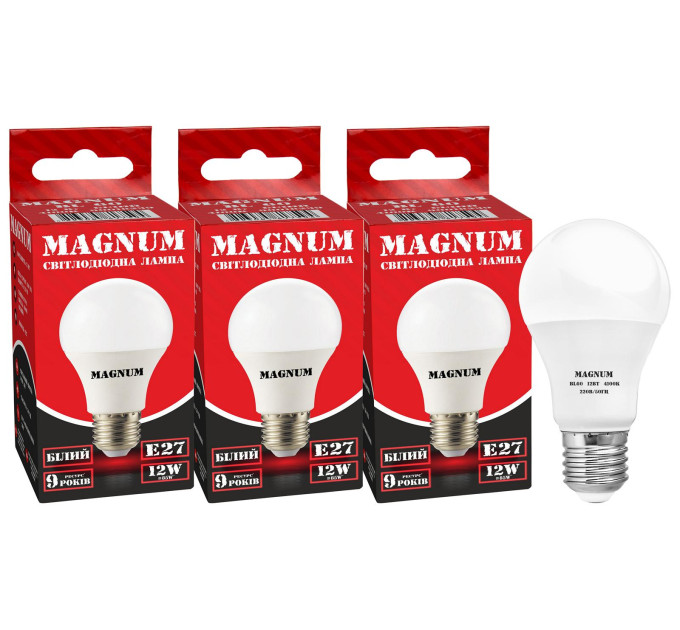 Світлодіод.лампа_MAGNUM_BL 60 12 Вт_4100K 220В E27 (промо 3 шт)