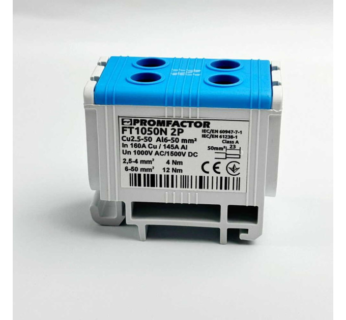Клемник на DIN-рейку Al 6-50/Cu 4 2.5-50 мм² синій Промфактор ( FT1050N2 )
