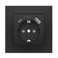 Розетка EL-BI VEGA чорний мат 1-на з заземленням + 2USB (Type C+A) 3А ( 510-014800-347 )