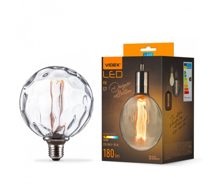 LED лампа VIDEX Filament VL-DI-G125FC1980 4W E27 1800K VL-DI-G125FC1980 - 484404