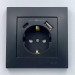 Розетка EL-BI VEGA чорний мат 1-на з заземленням + 2USB (Type C+A) 3А ( 510-014800-347 )