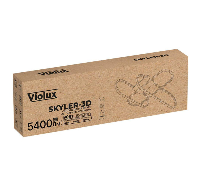 Світильник LED smart SKYLER-3D +пульт 90W 3000-5000K IP20 білий Violux ( 220885 )