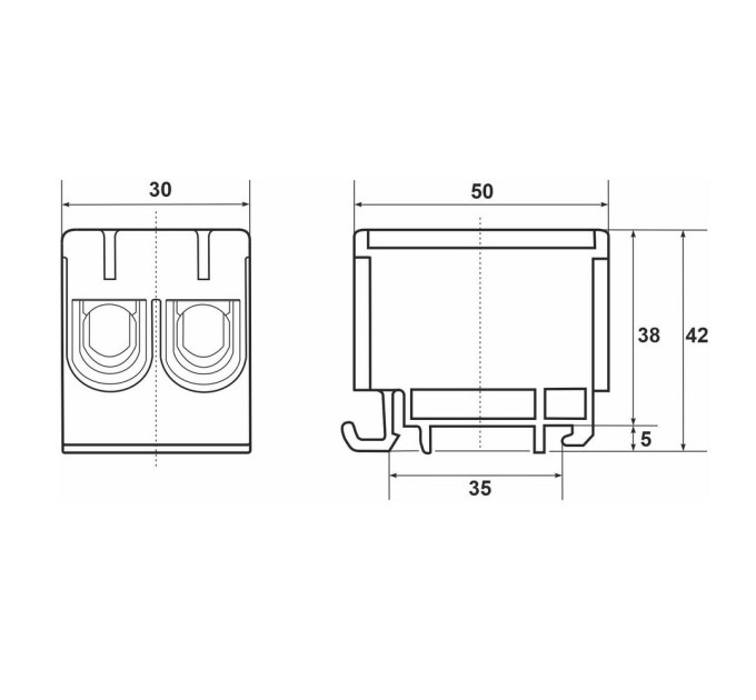 Клемник на DIN-рейку Al 6-50/Cu 4 2.5-50 мм² синій Промфактор ( FT1050N2 )