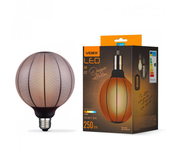 LED лампа VIDEX Filament VL-DG125BN 6W E27 1800K Black Magician pine needles VL-DG125BN - 484510