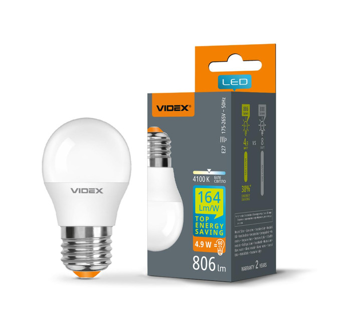 LED лампа VIDEX G45h 4.9W E27 4100K VL-G45h-49274 - 486873
