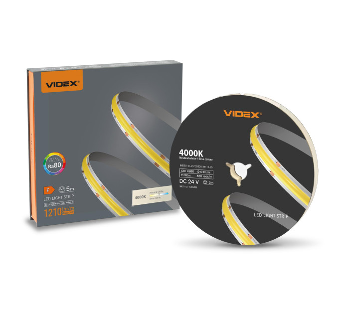 LED стрічка VIDEX COB DC24V 55W 5M 4000K Ra80 IP20 VL-LSTCB320-24114-B5) VL-LSTCB320-24114-B5 - 489713