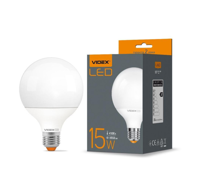 LED лампа VIDEX G95e 15W E27 4100K VL-G95e-15274 - 296630