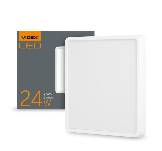 LED Світильник накладний квадрат VIDEX 24W 5000K White VL-DLSS-245 - 296685