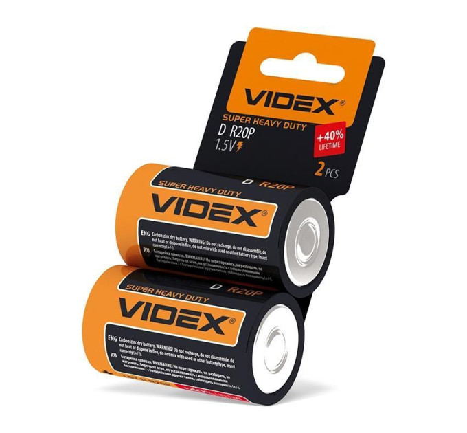 Батарейка сольова Videx R2OP/D 2шт SHRINK CARD R2OP/D 2pcs SC - 292809 - ціна за 1 шт. 44.00 грн., замовлення кратно блістеру (2/4/5/10шт)