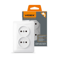 Розетка подвійна біла VIDEX BINERA VF-BNSK2-W - 295015