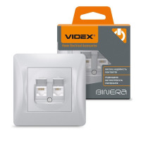 Розетка CAT6+CAT3 подвійна срібний шовк VIDEX BINERA VF-BNSK2PC6TF3-SS - 297835