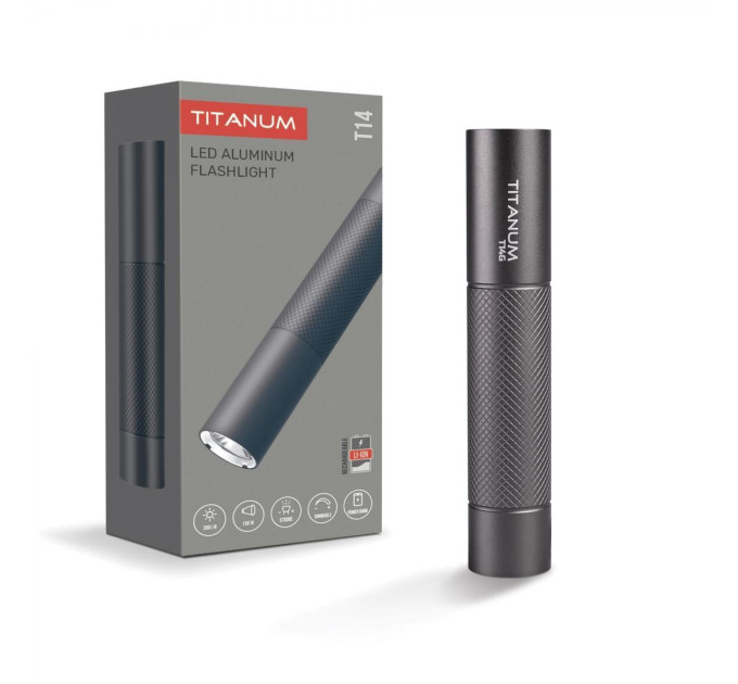 Портативний світлодіодний ліхтарик TITANUM TLF-T14G 300Lm 5000K Gray TLF-T14G - 484213