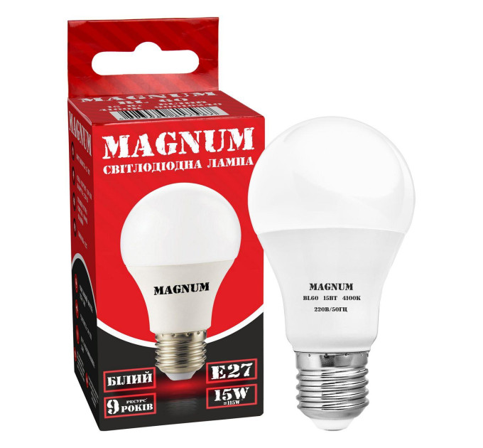лампа світлодіодна MAGNUM BL 60 15 Вт 4100K 220В E27