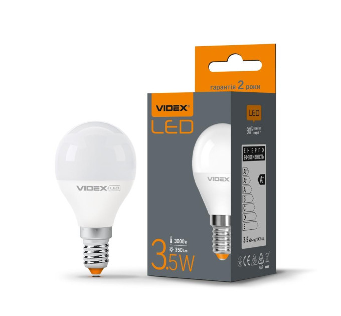 LED лампа VIDEX G45e 3.5W E14 3000K VL-G45e-35143 - 292496