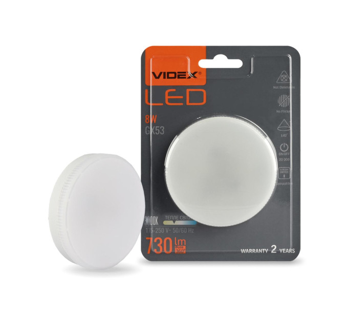 LED лампа VIDEX GX53 8W 3000K 220V VL-GX53-08533 - 486224